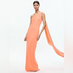 Alice and Olivia ANJA ONE SHOULDER DRAPED MAXI DRESS